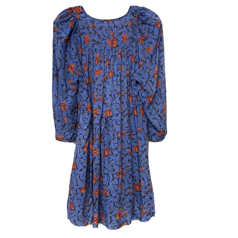 SOLD! Free People Tallulah V-Neck Floral Blue with Flowers Mini Dress Sz: S - Picture 5 of 6